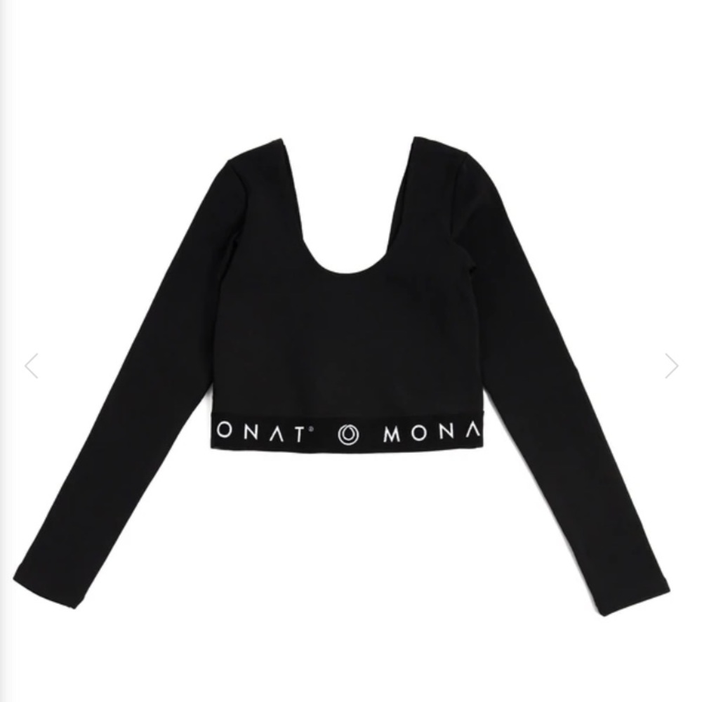 Monat Black Long Sleeve Cropped Top